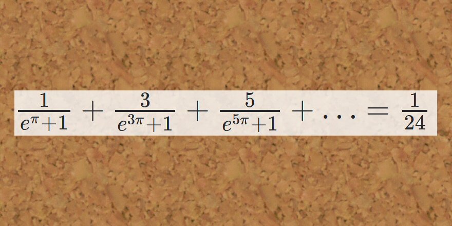 pickover's tweet image. Notice how e and pi magically fade away, leaving behind &quot;1/24.&quot; The whispers of eternity. tinyurl.com/y5trz4x2