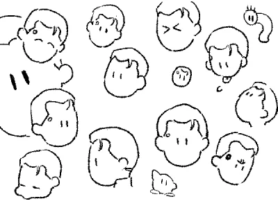 コナ君のデフォルメ顔が好き。自分のは虚無顔って呼んでるけどどこまで簡略化するか人によって違うし、丸と点のみで構成されてもコナ君て分かるので凄いよね。色んな人が描くデフォルメコナ君が見たい 