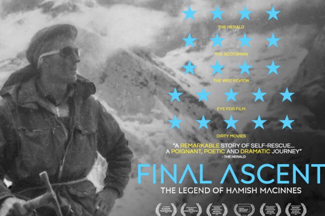 We have a packed Saturday in store! We kick off with the fascinating life story of climber Hamish McInnes in today’s 11:30am film Final Ascent. The cinema is toasty. See you soon! ⛰