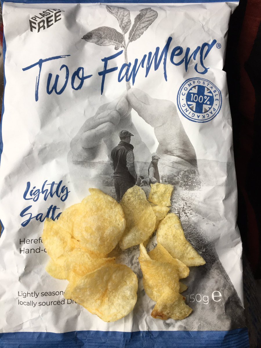 Saturday night treat delicious potato crisps in a 100% compostable plastic free bag! #plasticfree#wimbornewaronwaste