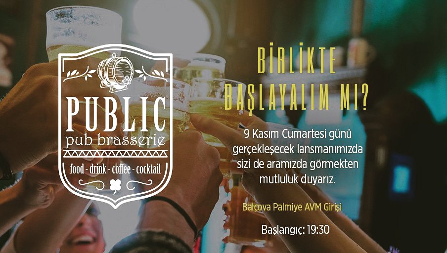 Bu akşam tum dostlarımızı yeni nesil pub anlayışına bekleriz. Balçova Palmiye Avm girişindeyiz.