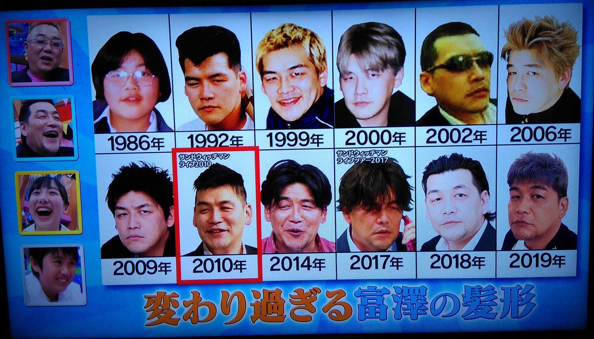 Kj No Twitter 一瞬 博士ちゃん にチャンネルを合わせたら 和田アキ子さんとサンドウィッチマン富澤たけしさんの髪型コレクションがw