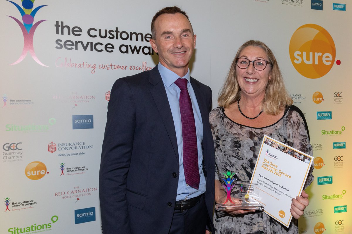 Congratulations to the Guernsey winner of the Sure Special Recognition Award - the award went to Julie Chammings of <a href="/Specsavers/">Specsavers</a> Hearcare who is transforming customer's lives by giving them the gift of hearing.  Julie's customers describe her as 'Amazing'!
<a href="/SureGuernsey/">Sure Guernsey</a>