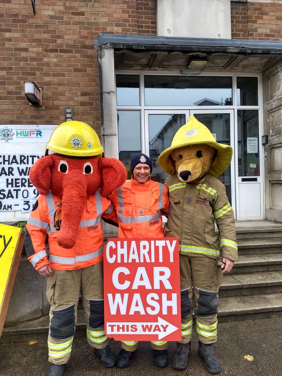 Hereford fire station charity car wash today from 10 till 3pm, please help us support local charities by getting a pressure wash, soap and rinse by your local fire crew's