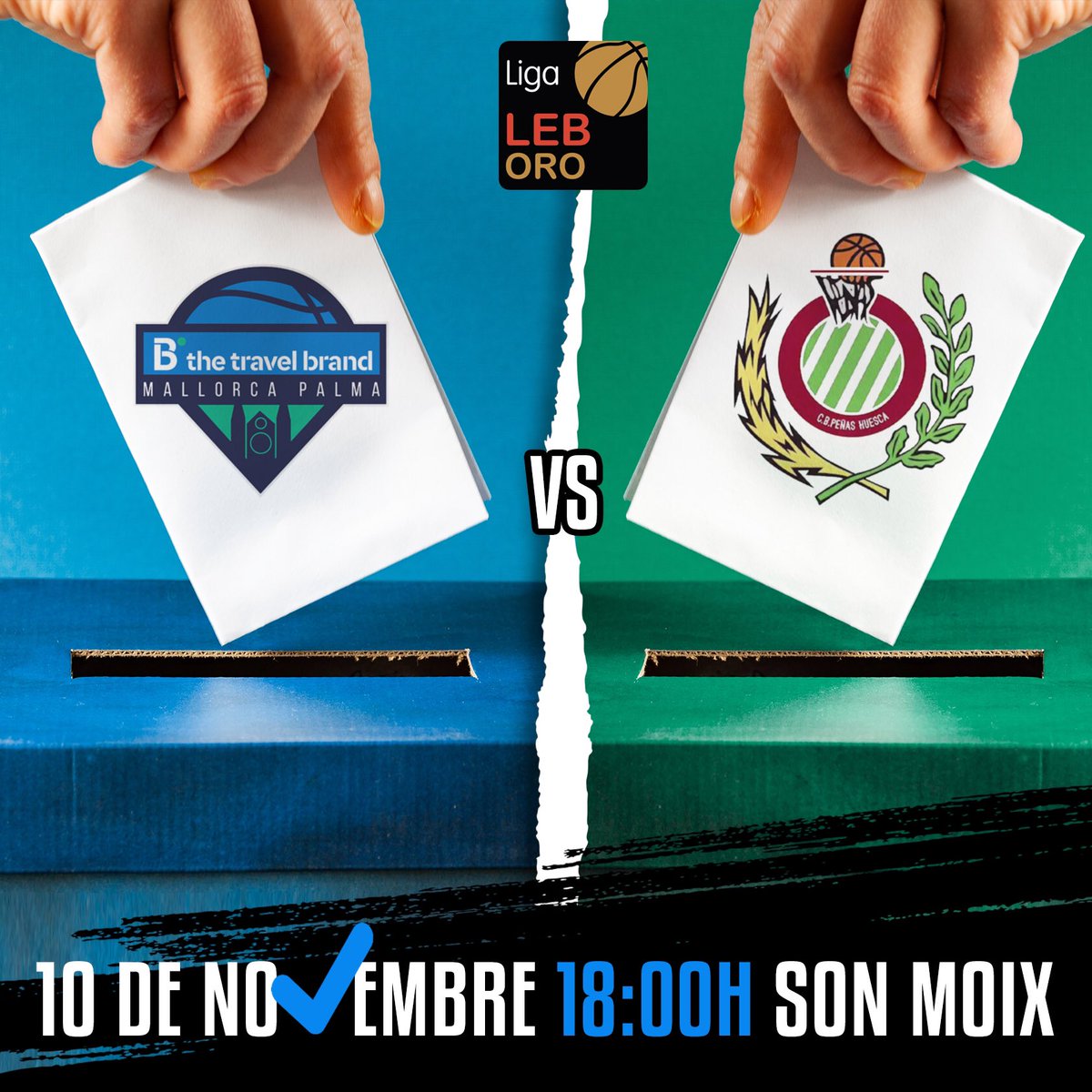 Ciudadanas y ciudadanos de Mallorca, este #10N no podemos decirte a qué partido votar pero sí a qué partido venir 😉

🆚 <a href="/CBPHuesca/">C.B. Peñas Huesca</a> 
📍 Son Moix 
⏰ 18:00h
🎟 flowte.me/storefront/?v=…
.
.
#viatgeaunsomni