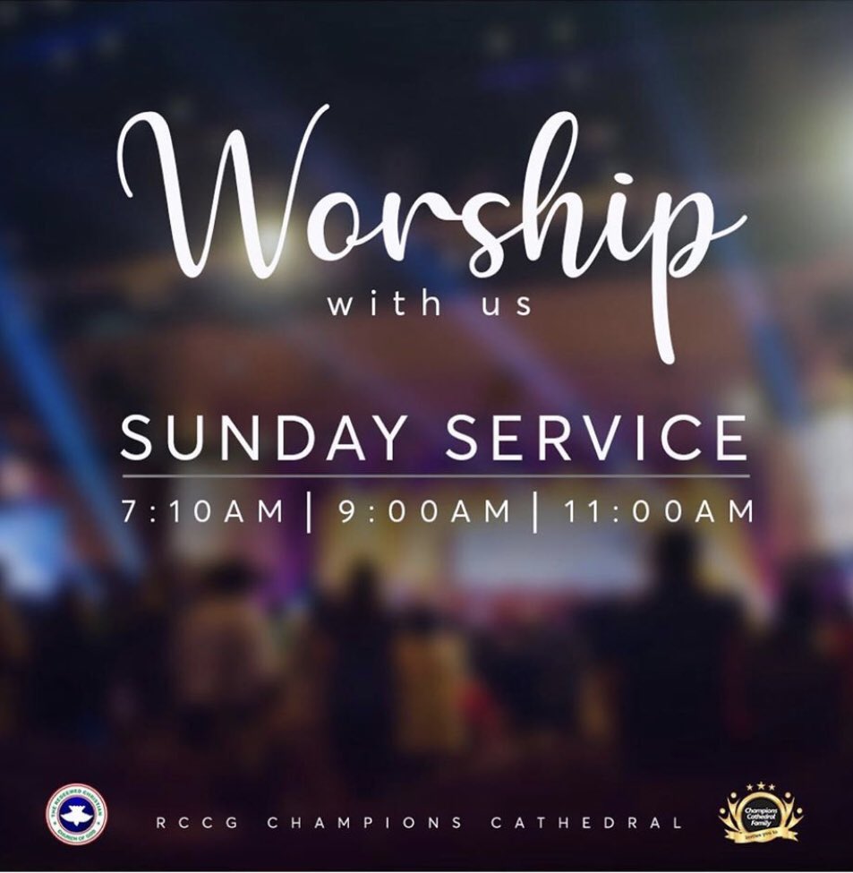 RCCGCCMP's tweet image. Pray, recharge and re-energise your spirit! Join us this Sunday as we fellowship with God the highest. The only one who is greater than the earth.
Venue: RCCG Champions Cathedral, 18 Airport road, Warri.

#rccgchampionscathedral #serviceinvite