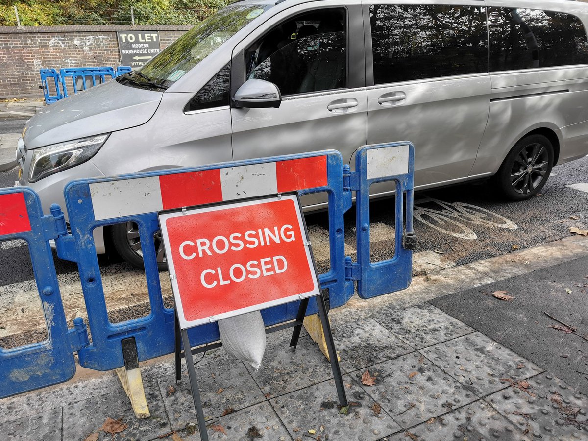 Road Works!! . So closing a crossing for walkers and Cycle riders to minimise disruption to drivers? Way to <a href="/TfL/">TfL</a>