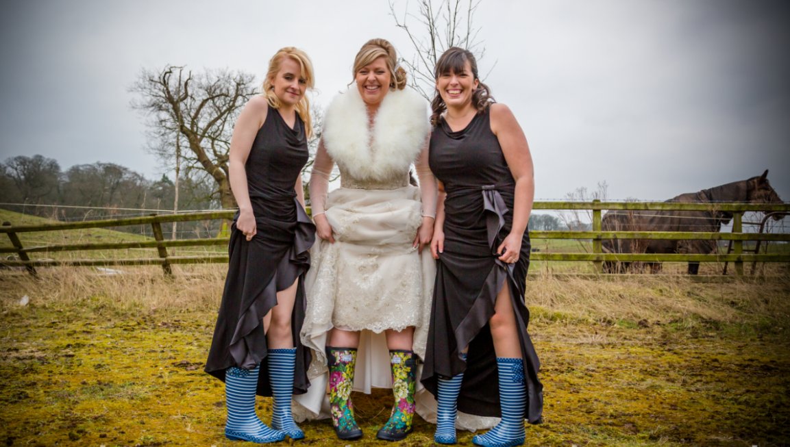 SlatersCInn's tweet image. Enjoying the Wellie Weather on their Wedding Day