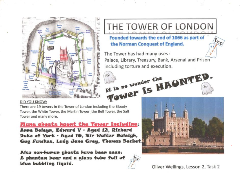 _Blackhen_'s tweet photo. Oliver's excellent fact file about the @TowerOfLondon 
#english #onlineeducation #bilingualchildren #homeschoolers #parents #writingtoinform https://t.co/uSOwgznOdA