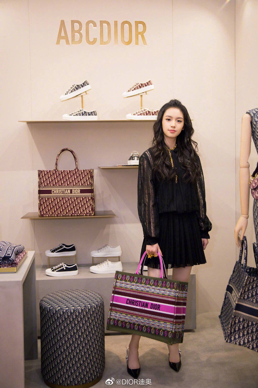 Zhou Ye on X with Dior Book Tote embroidered handbag simple modeling revealed that high level texture young and never set limits the early light flash girl ABCDIOR zhouye