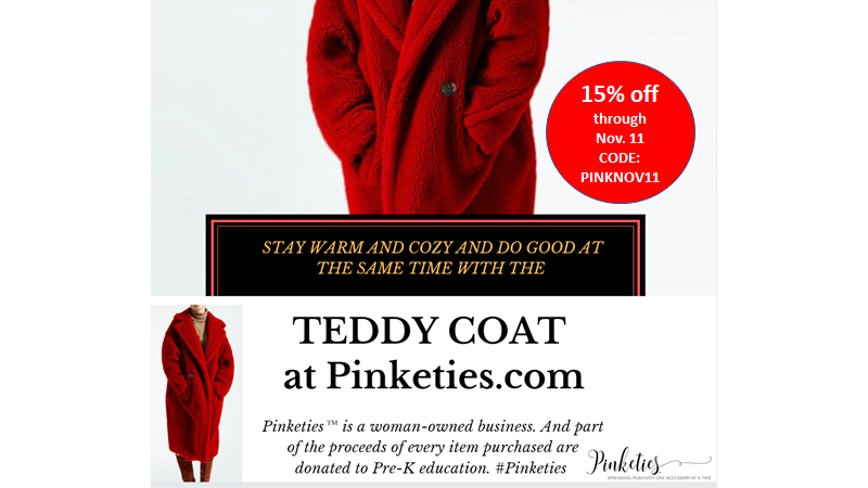 pinketies's tweet photo. Teddy Coat
2-day discount
through Nov. 11, 2019
code: PINKNOV11 https://t.co/7uIijwtERy