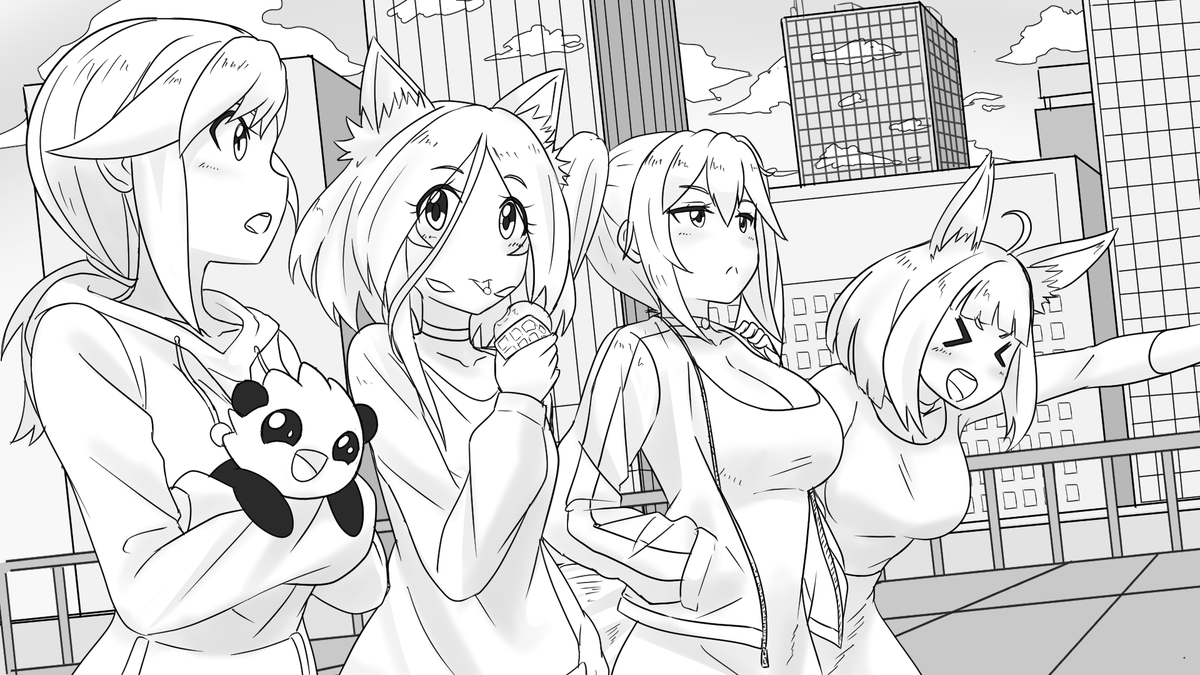 "girls day out"

when you wanna keep sketching but you dont wanna draw the same characters all the time so you steal the 4 other people's OC's you've worked with before ? 
