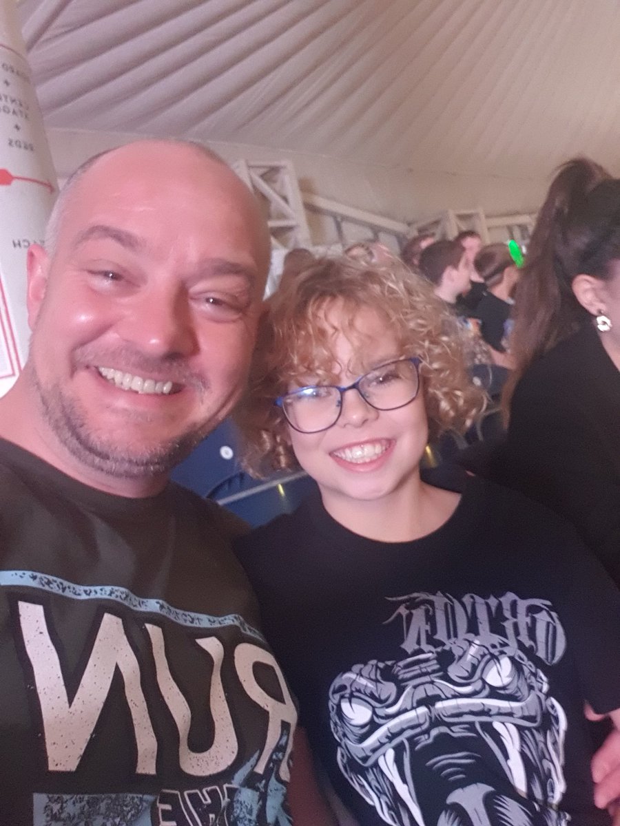 In our seats ready for the show its our 6th year in a row #wweminehead