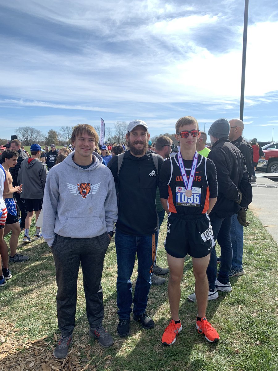 XCWildcatTF's tweet photo. Nathan Hinrichs takes 24th. Heβs all state!!! Way to go buddy. 16:56!!! Distler hangs on and runs a solid race finishing 124th. Great season guys. 3rd all state cross country athlete in NB history. #NBXC https://t.co/ttYh7vW2m0