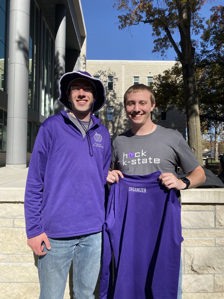 MLHacks's tweet image. Organizers @hackkstate sporting cool quarterzips and tee shirts from our friends @brandmakers ! #HackKState