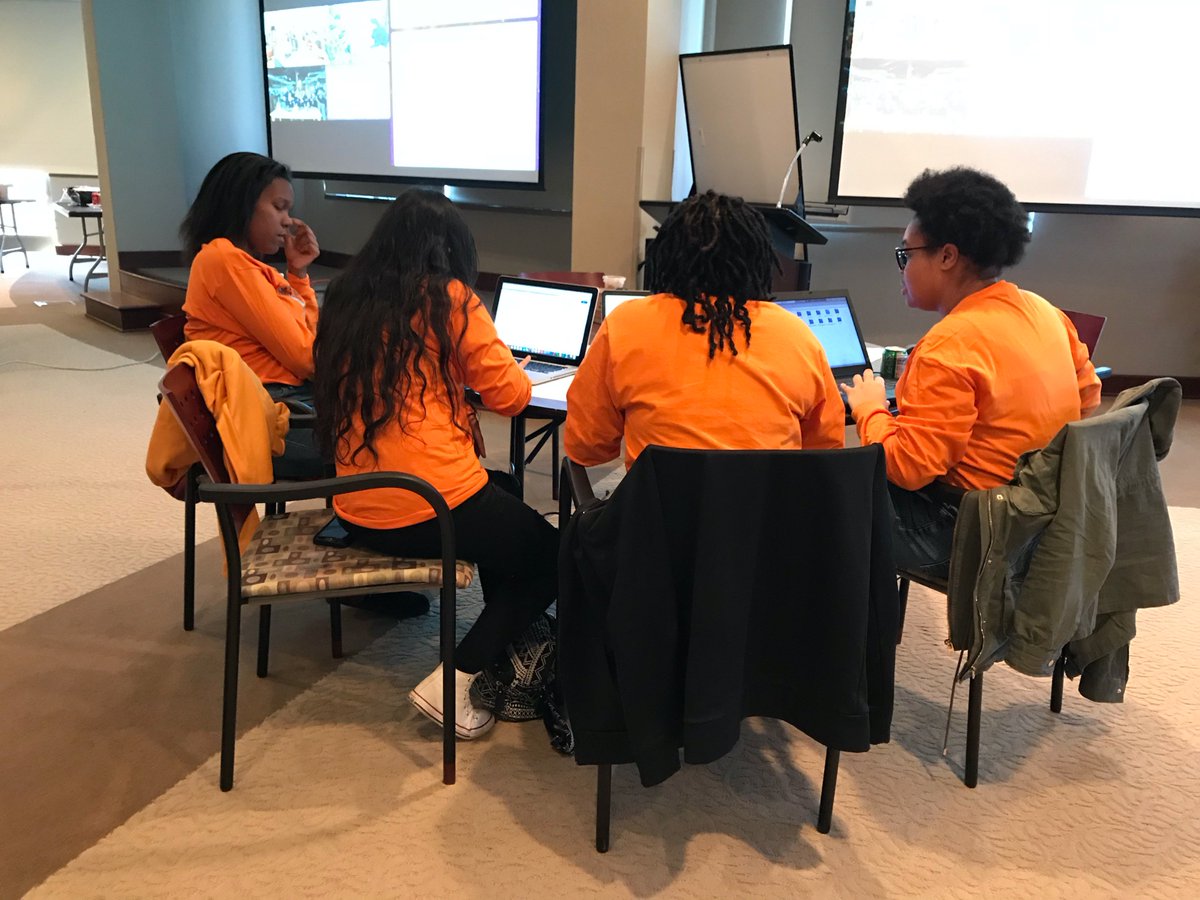 EPB_Chattanooga's tweet photo. An Hour into the 3 hour competition where the girls are competing with teams from Ireland to Maryland, they are using skills that could lead them to cyber security careers in the future! So proud of these girls and their coding abilities! #ctfmagic #CGLA #girlcoders #epbtech https://t.co/Q6zPWkQ2FW