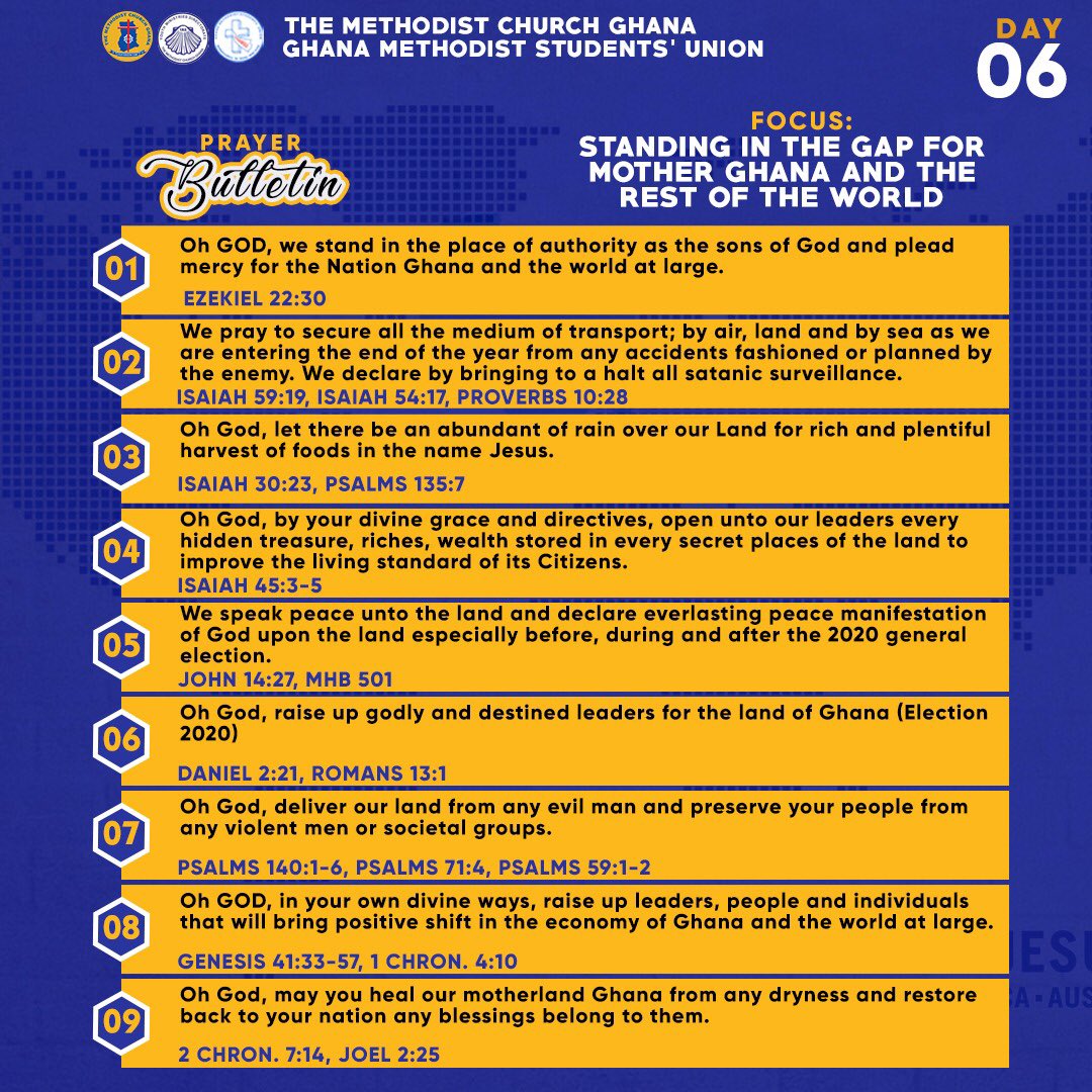 ghamsuofficial's tweet image. Day 6🔥🔥

FOCUS: Standing in the Gap for Mother Ghana and the rest of the World🙏🏻

#GHAMSU #prayerandfastingweek💥