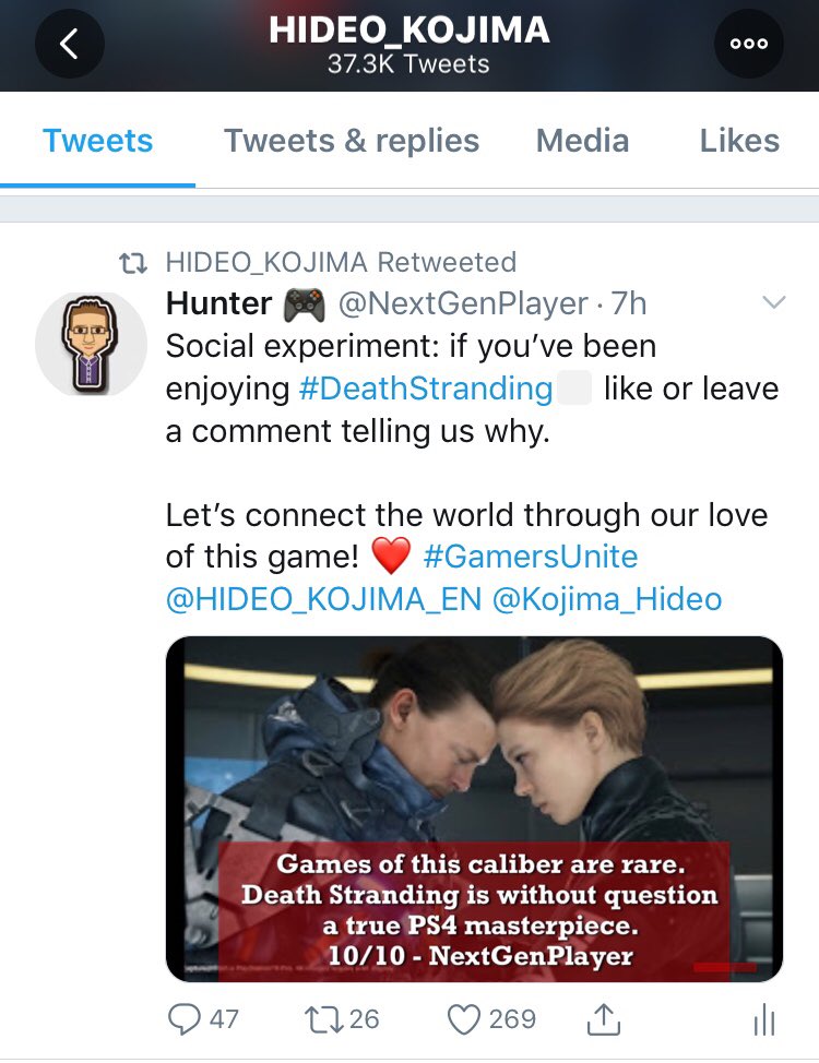 Hunter 🎮 on X: Got retweeted by Guillermo del Toro and Hideo Kojima!  💯💯🔥🔥  / X