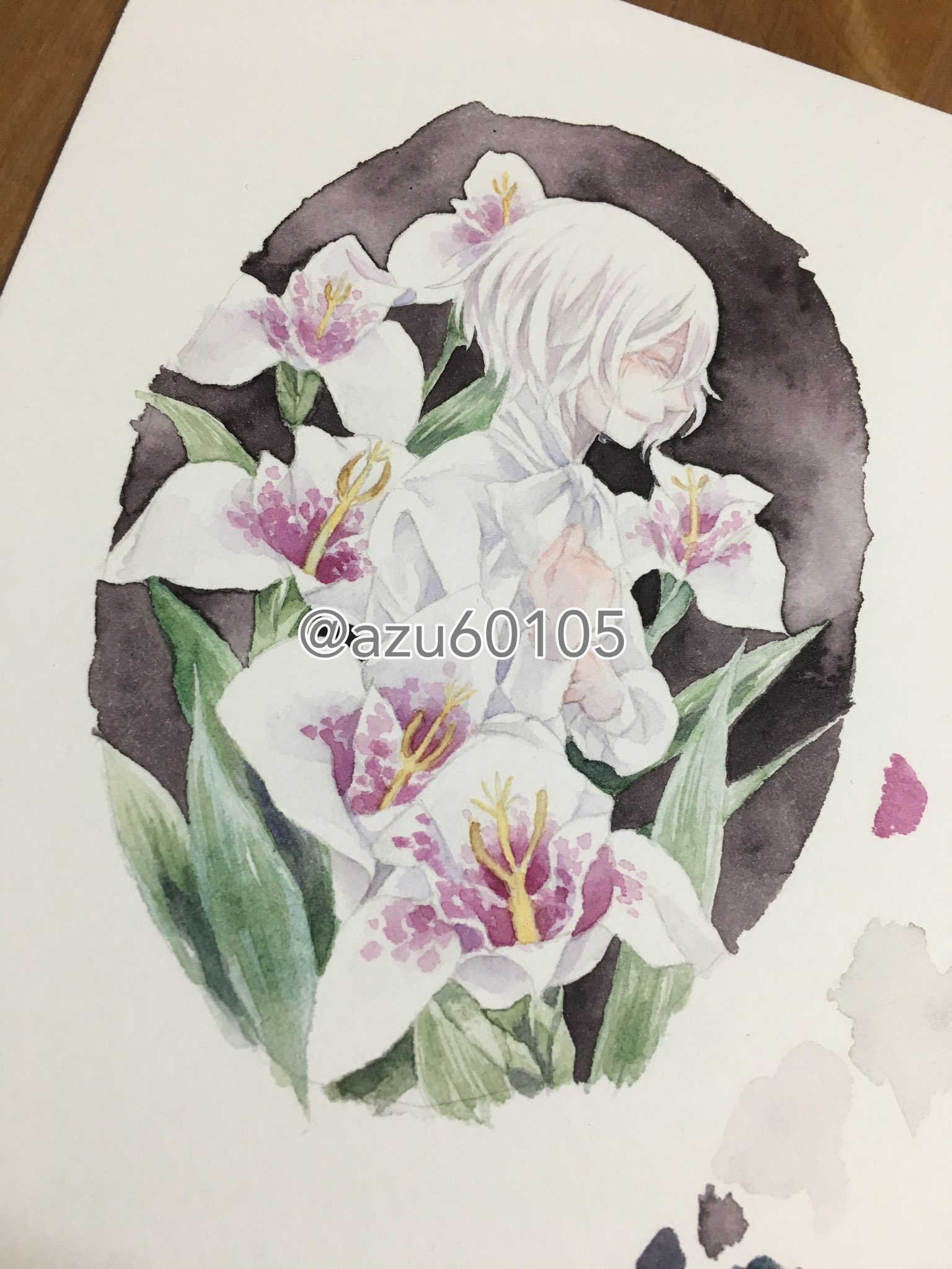 あず もう少し描き込むかもしれないけど とりあえず完成 お花はチグリジア 花言葉は 私を助けて 私を愛して 闇に溶け込むことができないアルビノヴァンパイアさんの苦しみ アルビノ展 T Co Rsalywubtv Twitter
