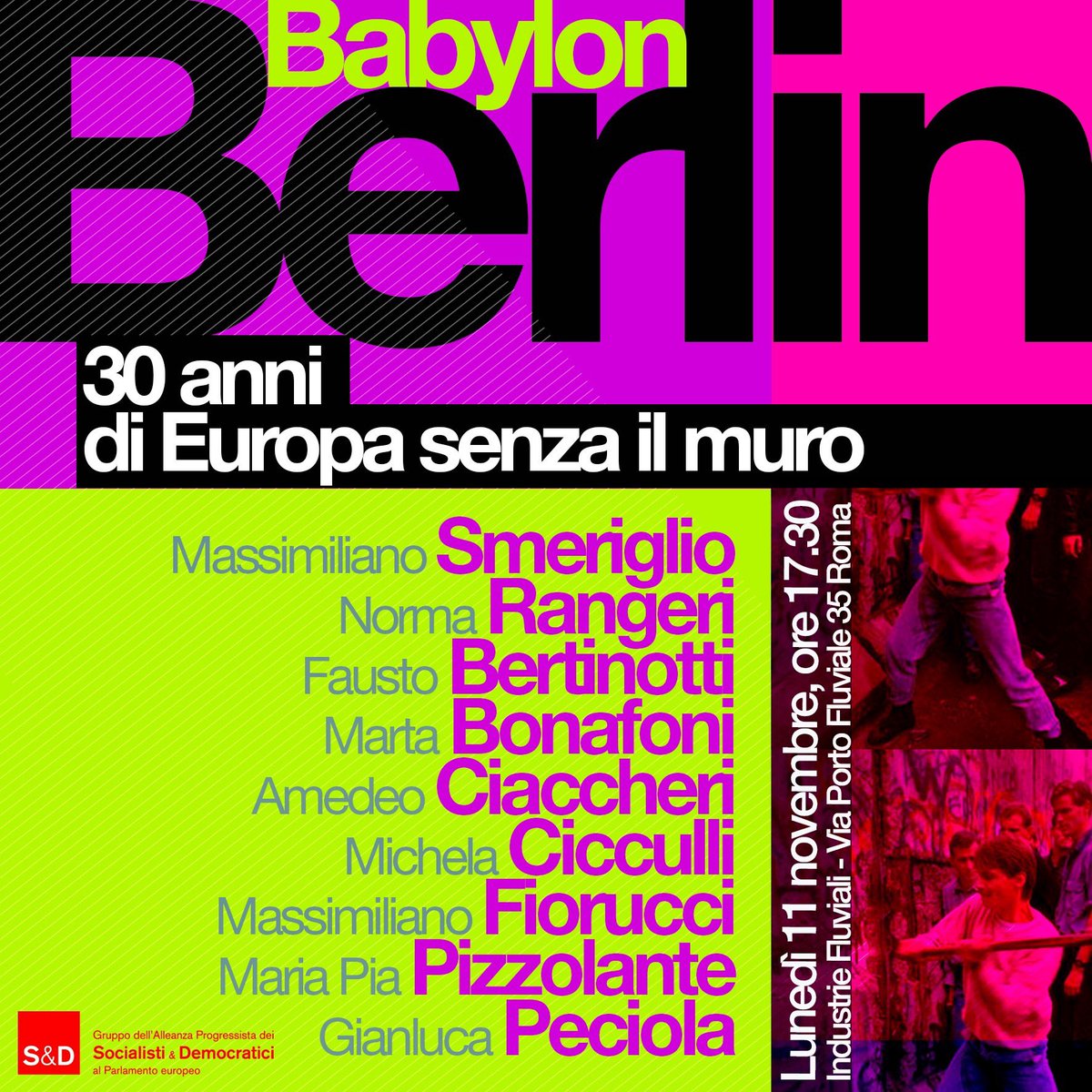 GianlucaPeciola's tweet image. Babylon Berlin, le generazioni del Muro
Ne parliamo lunedì #11novembre alle 17.30 presso le Industrie Fluviali con Massimiliano Smeriglio, Norma Rangeri, Fausto Bertinotti, Marta Bonafoni, Amedeo Ciacchieri, Michela Cicculli, Massimiliano Fiorucci, Maria Pia Pizzolante.