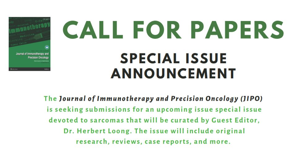 JIPOEditors's tweet photo. CALL FOR PAPERS: Guest editor @herbloong will curate this special issue devoted to sarcomas. Visit the link to explore the suggested topics and submit a paper. Please submit by December 31, 2019 to be considered. 
#JIPO #callforpapers #sarcomas

https://t.co/HuLNL0ZMnX https://t.co/HJyl20Wt8P