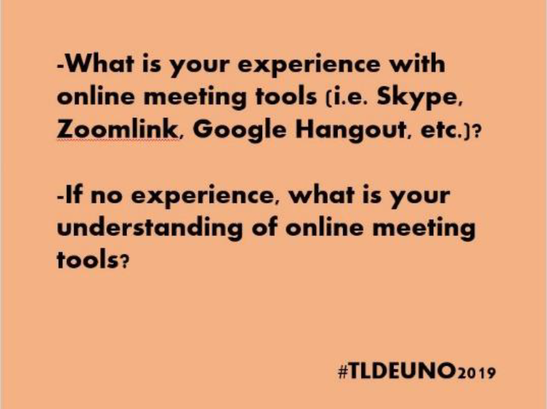 Victoria_D2019's tweet photo. A3: I have used online meeting tools in my personal life, such as Skype and FaceTime, however never in my professional life! I am classmates with a future educator who will be teaching in Japan so I hope to Skype with his class! #tldeuno2019 https://t.co/b4bt5THLpQ