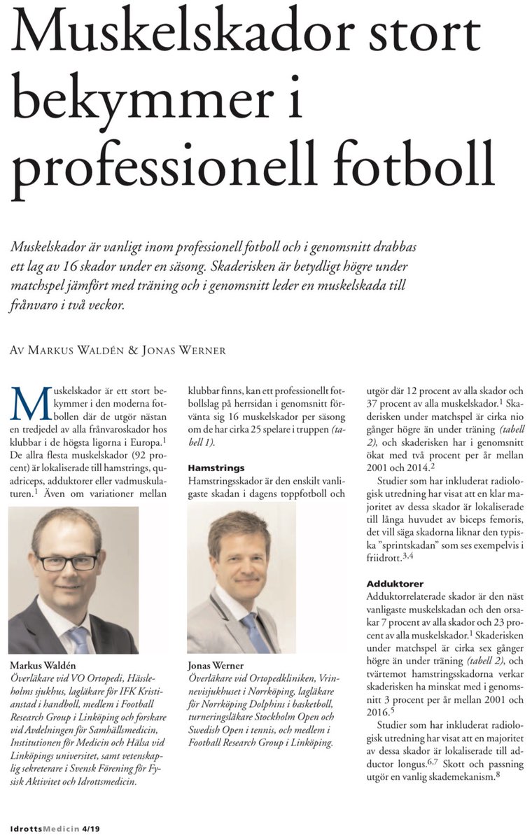 Snart i tidningen Svensk Idrottsmedicin nr 4/2019 med tema muskelskador! #frgsweden