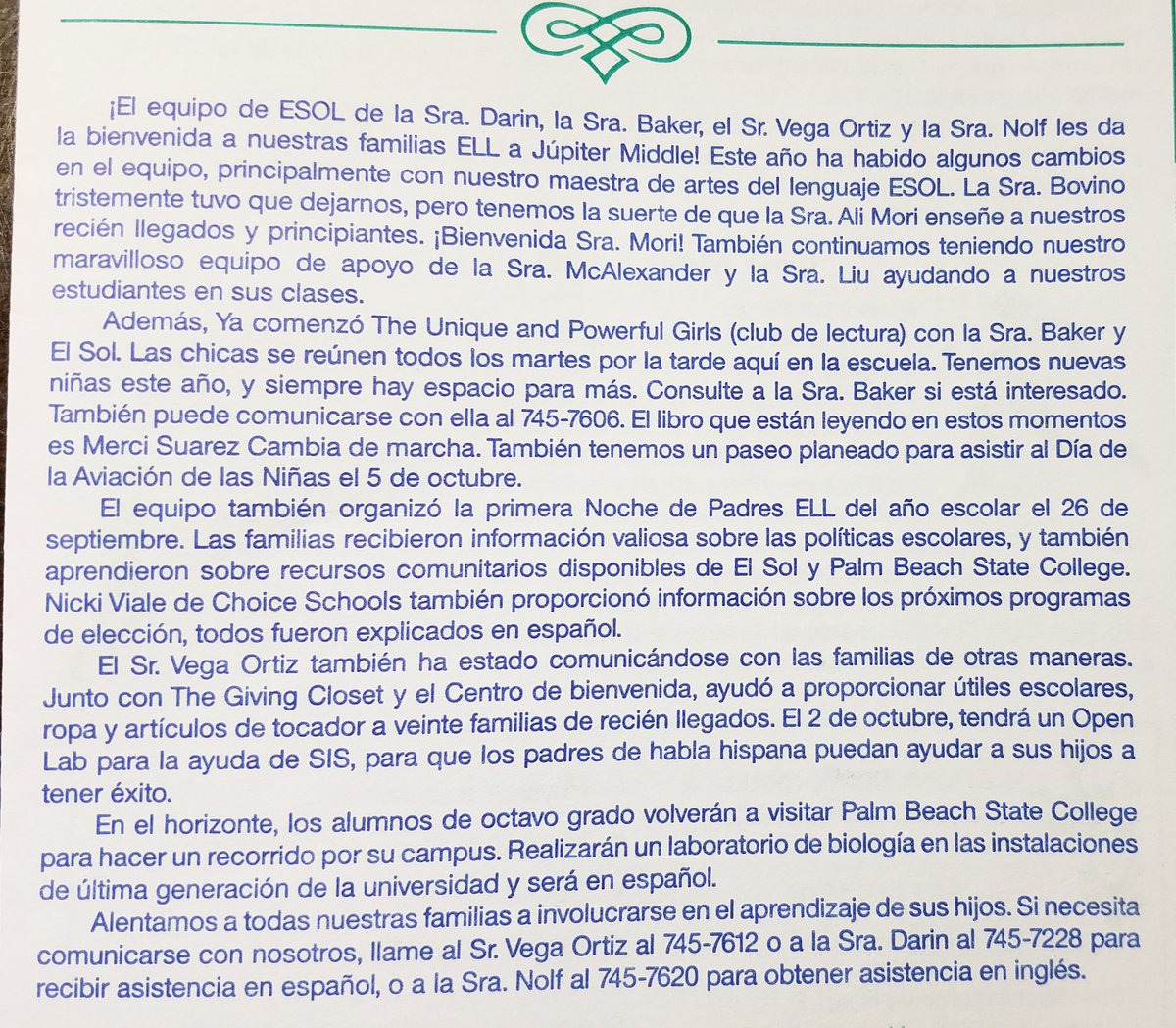 JodyNolf's tweet photo. #TeamESOL @Jupmiddle news presented in two languages, because we know that #ELs_Can!! #startofsomethingBIG @DonnaBakerJMST @JulioVegaJunior https://t.co/H4jr5dDimB