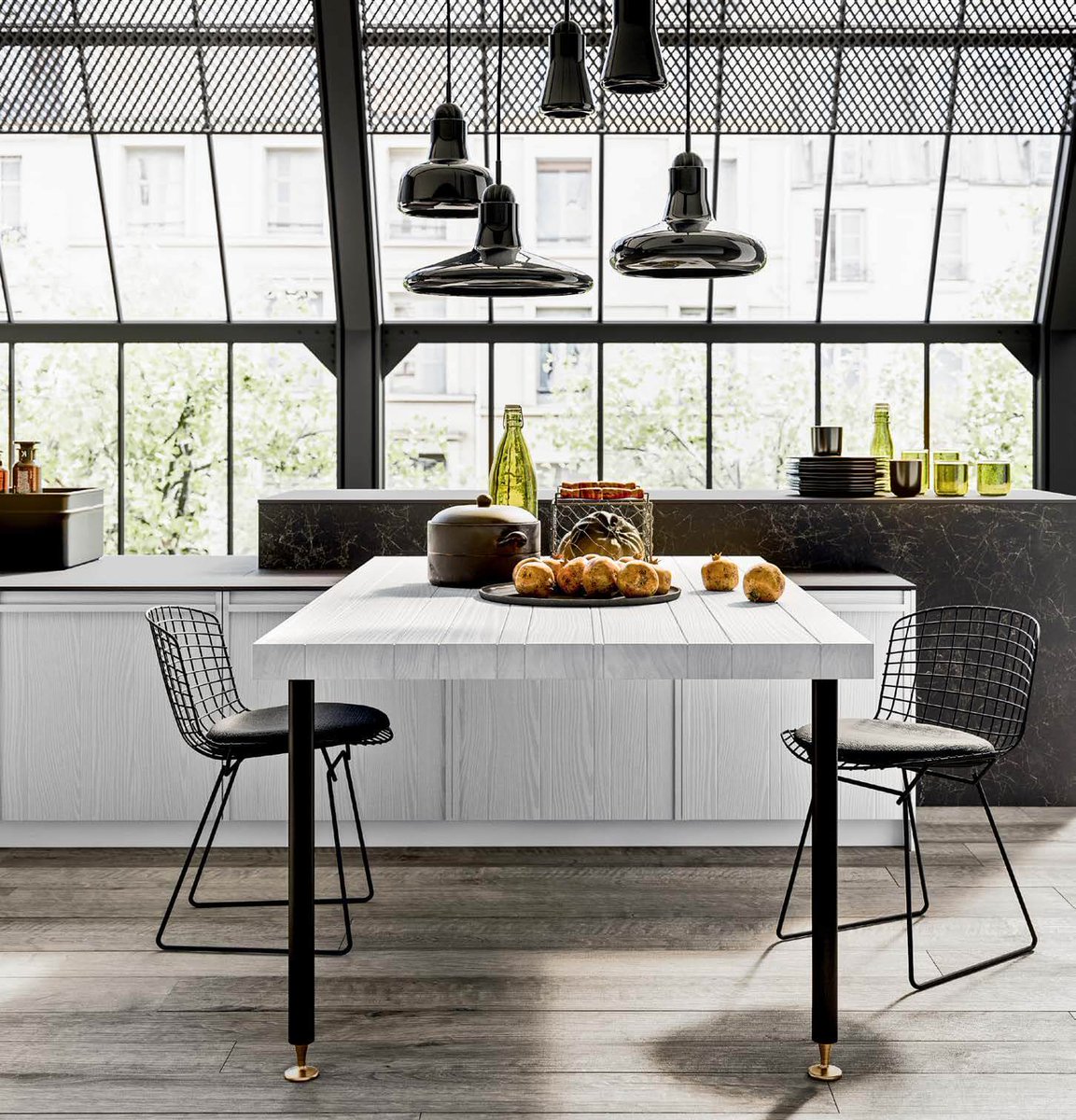 We can easily create an integrated dining table that blends seamlessly into your kitchen cabinetry using the same materials and construction. Visit our spacious multi-level showroom for more info and see for yourself. #customkitchens #kitchens #kitchendesign #nyckitchenshowroom