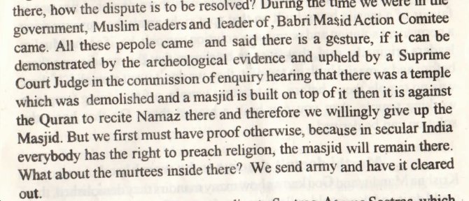 Bragging about using the army to clear out the murtees from the disputed site. After all, are Muslims second class citizens!  - Reality of December 6, Madina Publication