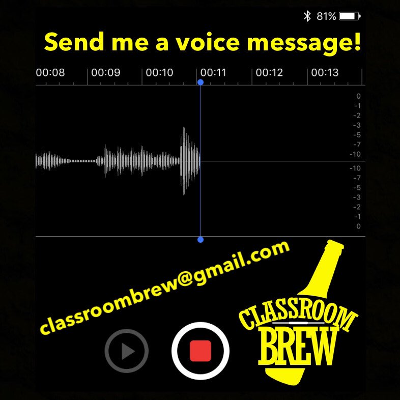 We’ll play your question or shoutout on  the podcast! #voicemessage #podcast #classroombrew #chicagoteachers #teacherswhodrink #shoutout #sendyourquestions #sendquestions