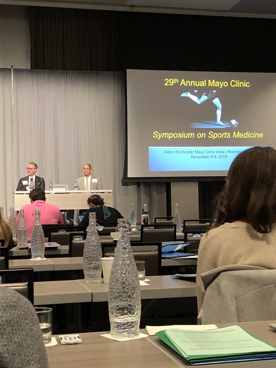 JaredHoffmannPT's tweet photo. @sarisnl and @MichaelStuartMD presenting at @mayoclinicsport symposium. Always on the forefront of research and cutting edge medical advancements. Learned about the future direction of medical cartilage regeneration and how we are currently managing the #opioidcrisis https://t.co/5u9Hu622Da