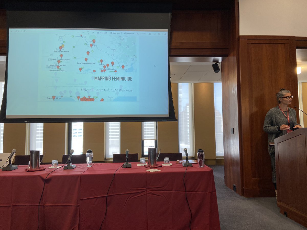 gdonovan's tweet photo. .@ladelentes works with other women activists to map violence against women in Latin America in order to develop what she calls “feminist affect amplifiers.” #MiJ2019 @FordhamDSC https://t.co/vFhJVSXJPT