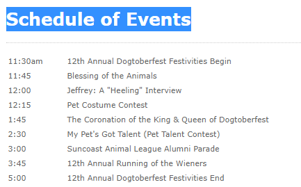Get your running wieners ready!  The Annual Running of the Wieners will be held again in Dunedin Next Saturday Nov 16th at #Dogtoberfest! Don’t have a running wiener? Watch from the stands!
facebook.com/events/2140008…
#suncoastanimalleague
#CharityEvents
#Dunedin #Florida