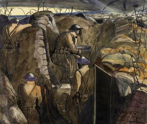 mike_loseby's tweet photo. British war art: "An Advanced Post, Night, 1918"...Painting by #JohnNash (British,1893-1977)..
Founder-member of the #LondonGroup of artists in 1914 and official #WarArtist WWI/II..
Self-taught, younger bro' of artist, #PaulNash.. https://t.co/YhfcowMjYK