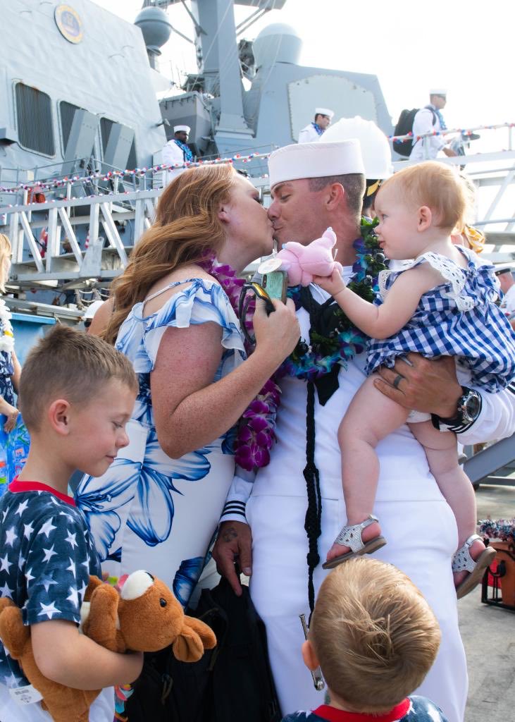 Ever attended a welcome home? It’s quite an emotional event. I was one of those babies once. And i was one of those Sailors with babies. #USSWilliamPLawrence returned to #PearlHarbor this weekend after a successful 7-month deployment. Welcome home, shipmates!