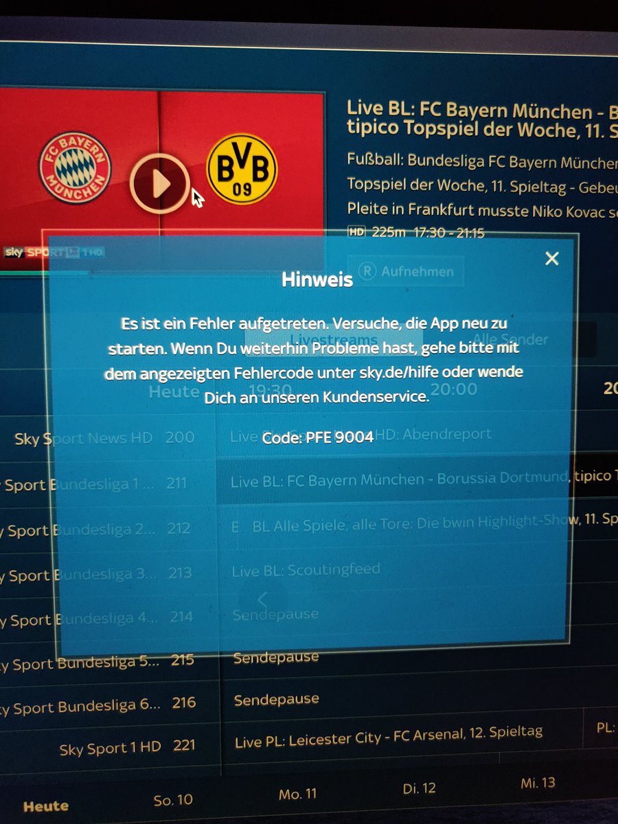 enthrak's tweet image. #FCBBVB #skygo @SkyDeutschland  das kann jetzt nicht wirklich euer Ernst sein. Mehrmaliges neu starten bringt überhaupt nichts. Werbung läuft - Stream natürlich nicht. Absolut zum kotzen sowas...