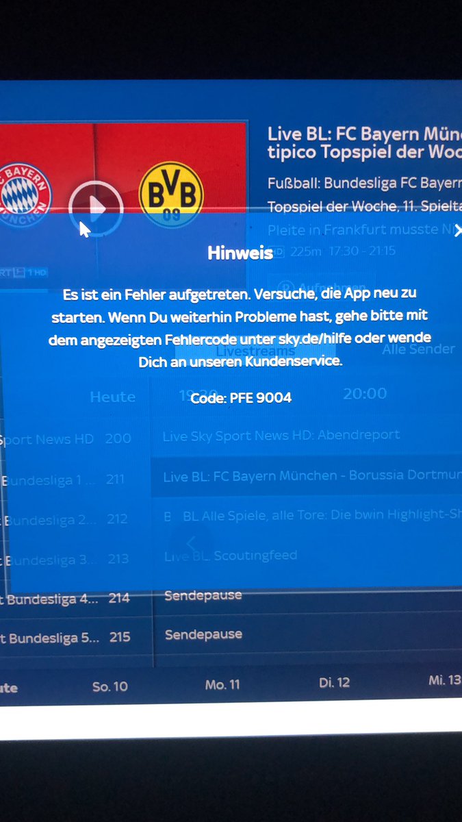 Würde gerne #FCBBVB gucken. Aber #SkyGo macht wieder alle Kunden glücklich😍