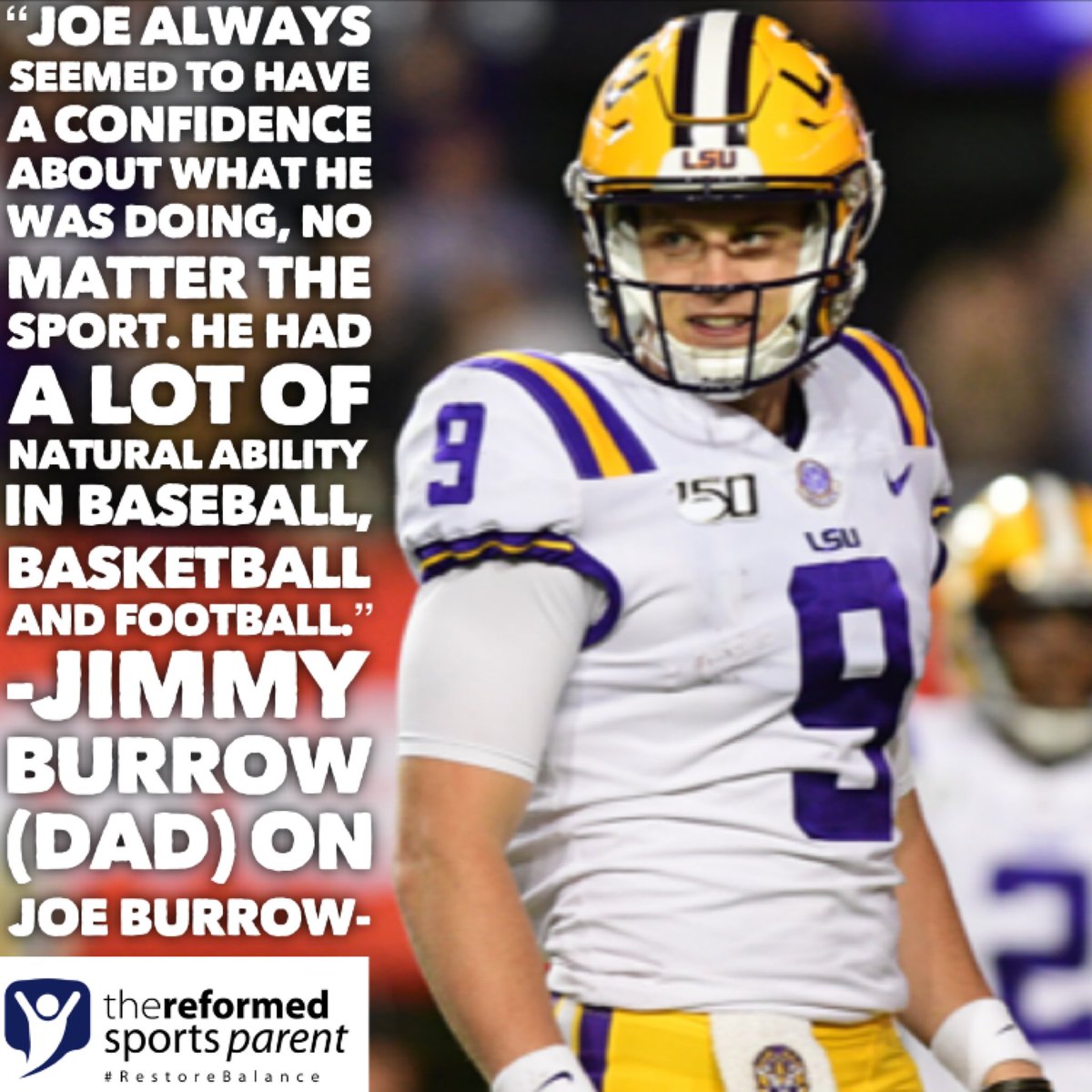 ReformedSptProj's tweet image. #JoeBurrow @Joe_Burrow10 
#YouthSports #MultipleSports
#TheReformedSportsParent
#RestoreBalance