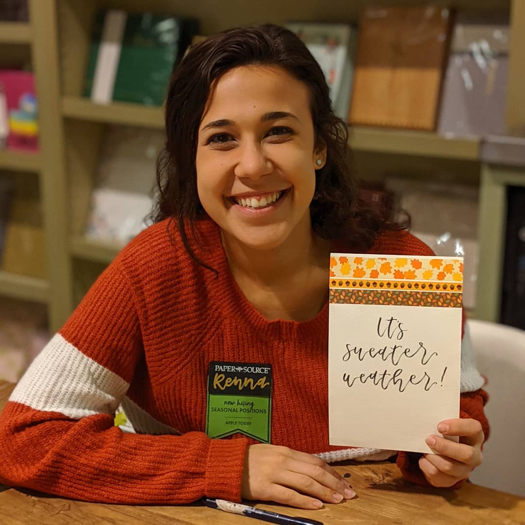 Paper_Source's tweet photo. We are all about #sweaterweather and love hand-lettering! Stay warm with us and sign up for a lettering class at your local store. Click the link in bio to register.
#DIYclass #crafternoon #PSWorkshop #papersource #calligraphy https://t.co/YLzXUJN7ew