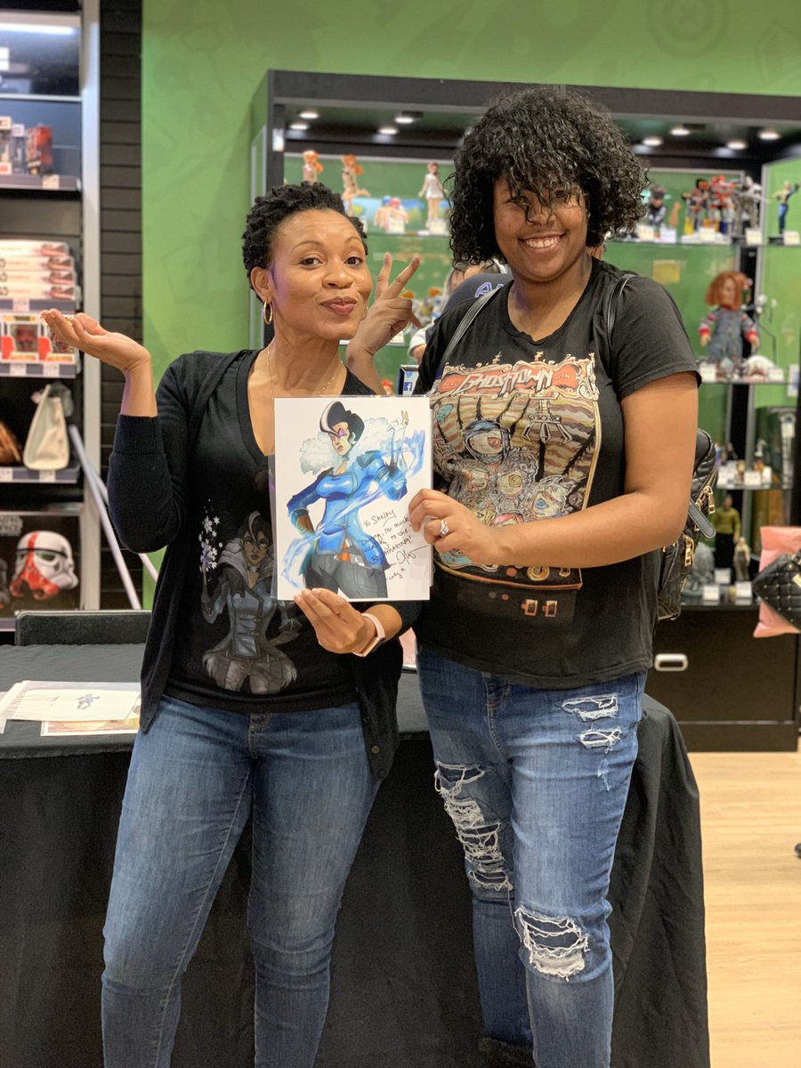 KenneishaT's tweet photo. Day 2 Meet N Greet continues! Join us at @thinkgeekhurst TODAY. The #IceQueen and #SlabKing wanna meet YOU! Today & Tomorrow❤️
.
.
.
#actorslife #workingactor #voiceactor #LadyHammerlock #TeamBrick #BorderlandsThePreSequel #Borderlands3 #BlackGirlMagic #Glory #FindYourLight 💡 https://t.co/W92g1MdgFd