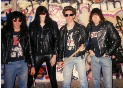 77MASH's tweet image. The #Ramones at #BerlinWall, 1989.