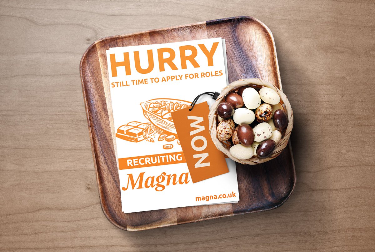Full time and Seasonal Roles are still available!
View magna.co.uk for more information and to apply

#chocolate #Telford #Wolverhampton
#Jobs #Employment #vacancies #CV #Jobcentre #Findajob #Newjobs #Local