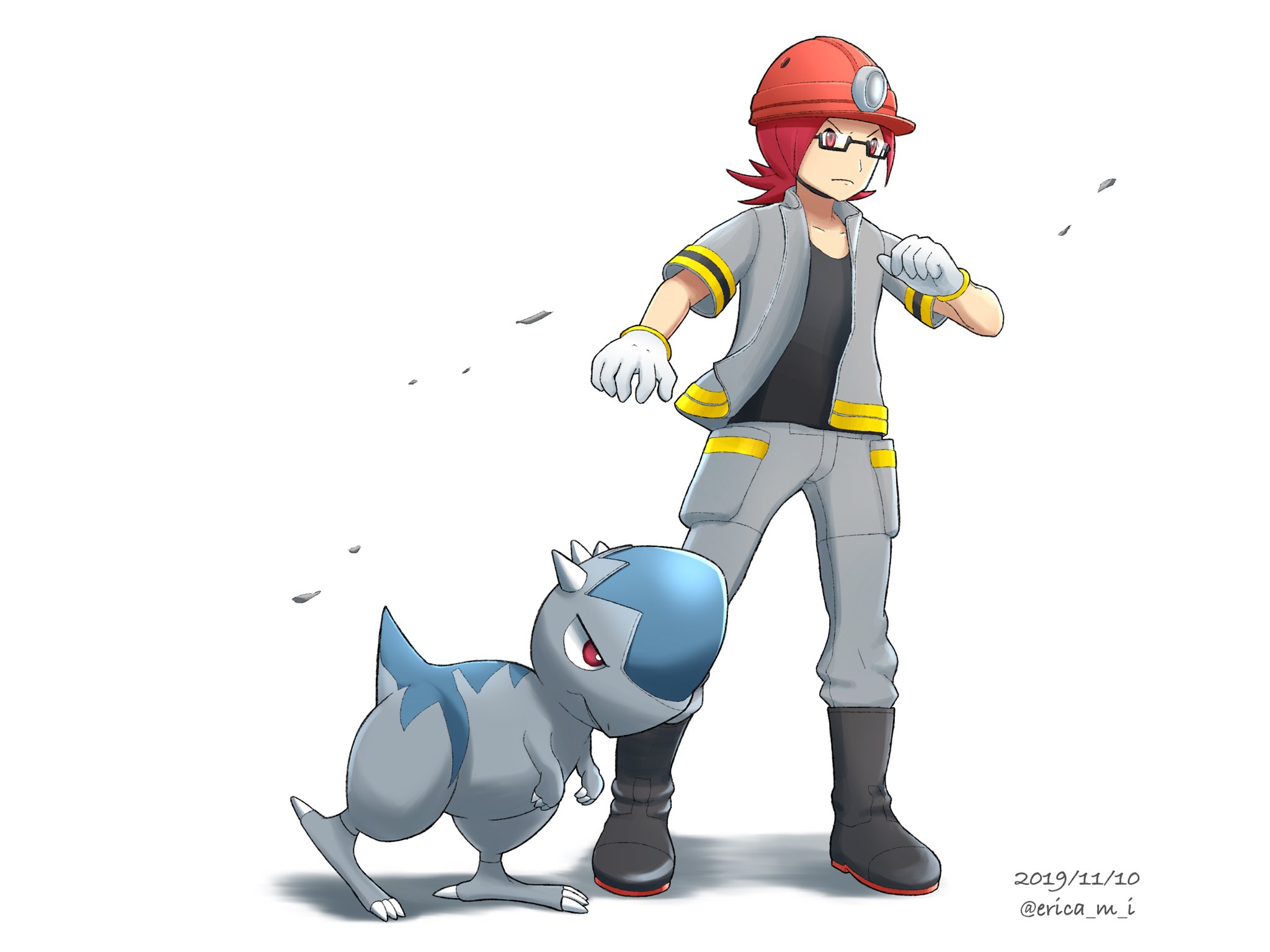 エリカメイ ヒョウタとズガイドス 水の差し入れ話は彼の慕われぶりとポケモンの健気さが伝わってきて好き Roark Cranidos ポケモンマスターズ T Co Cy6mu7nb5o Twitter