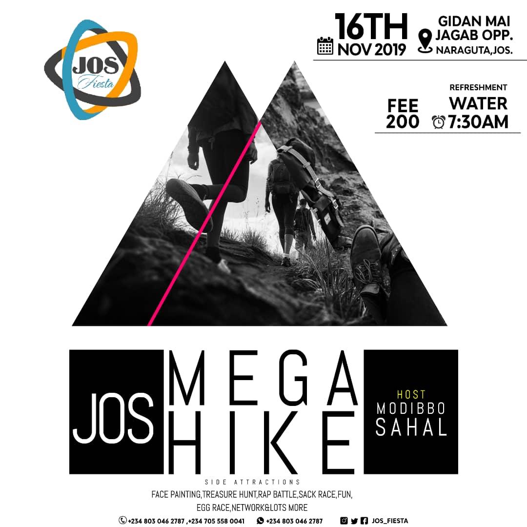 IcefizzyA's tweet image. *Jos Fiesta* is about to hit the city jos
 *Mega Hike* 
*Date:* 16th November
*Meeting point:* Gidan Mai Jagab     

opp Naraguta Hostel
*Pick up time:* 7:30
*Tickets:* #200
*Hiking Activities include:* Treasure hunt |Sack race|Egg race|live performance|Face painting and more