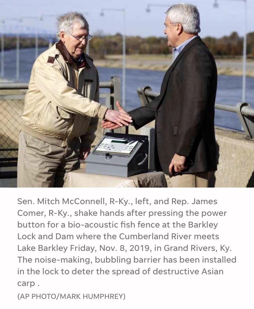 Senator Mcconnell Press On Twitter Via Courierjournal Fish Fence Unveiled In Western Kentucky After Senatemajldr Mitch Mcconnell Secures 25m To Stop Asiancarp Https T Co P4b8vr73qh Https T Co Lbawuzzf9m