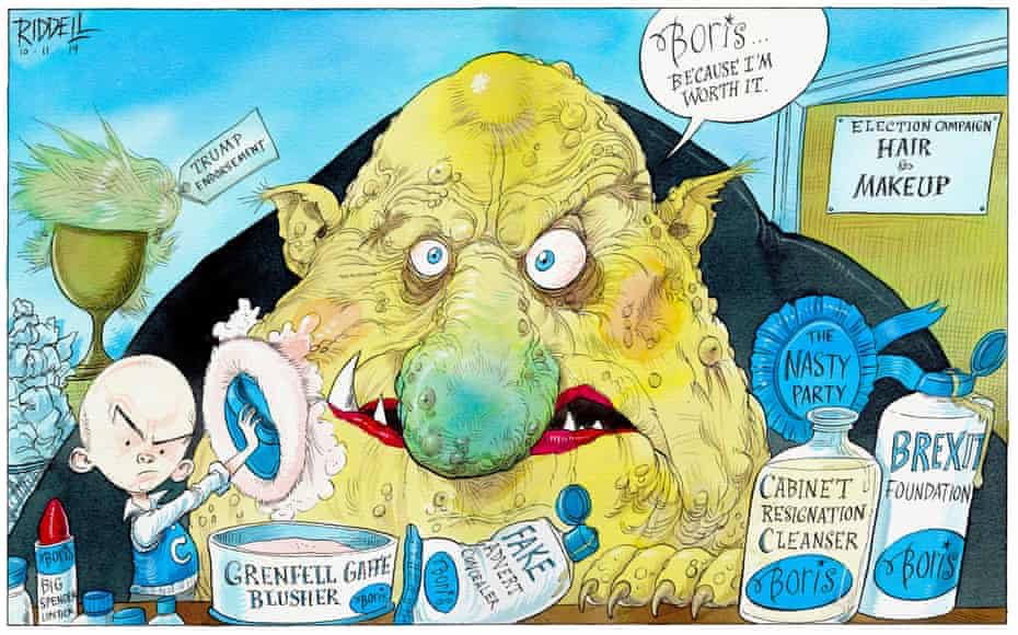 Cartoon4sale's tweet photo. Chris Riddell: Boris Johnson. Because he's worth it โ The cosmetics collection that no self-respecting candidate should be without
#GeneralElection2019
#ElectionLaunch #GeneralElection19 - political cartoon gallery in London https://t.co/dePcTdnXF6 https://t.co/aJBoZfGHKh