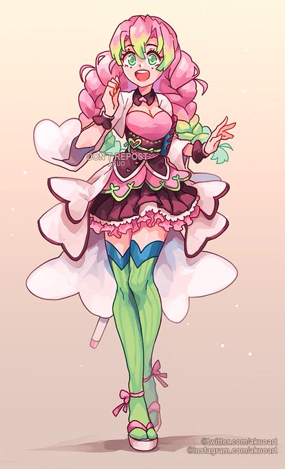 Akuo 🪸 JW Valencia AH-10さんがTwitterに投稿した甘露寺蜜璃(鬼滅の刃)のイラスト。