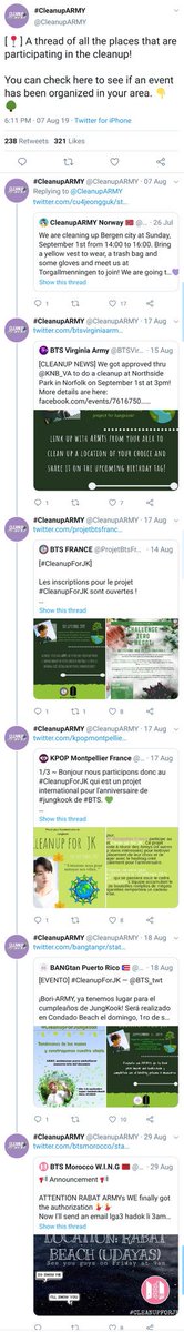 Other accounts like  @CleanupARMY are also dedicated to good deeds such as cleanups in parks and beaches and other places. Events like these are often scheduled on BTS members' birthdays and are done in their name. This cleanup down here was for Jungkook's birthday this year! 