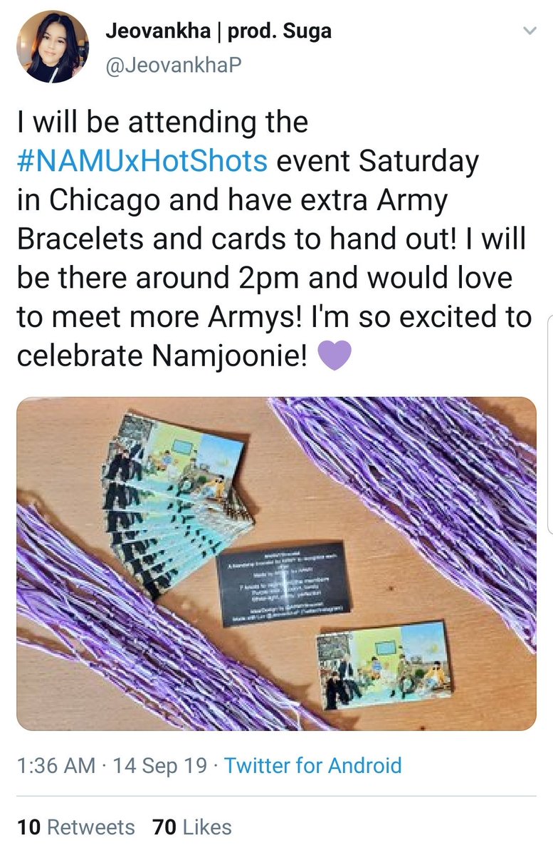 Aside from many charity projects, there are accounts like  @armybracelet, an account inspired to make BTS-inspired bracelets that anyone can make and wear. Millions of ARMYs around the world have made bracelets already and even make some to give out to other ARMYs!